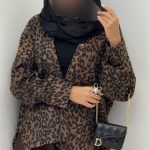 شومیز زنانه ودخترانه پلنگی قهوه ای