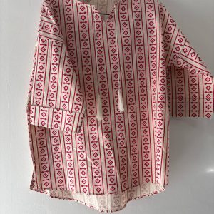 شومیز لنین زنانه کوتاه سبز و صورتی hh870255