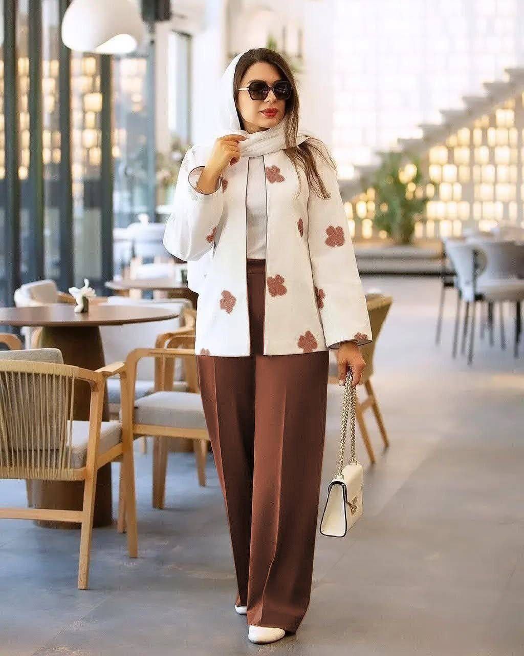 ست زنانه کت و شلوار جنس مازراتی سایز فری دارای رنگبندی 403127 - Image 7