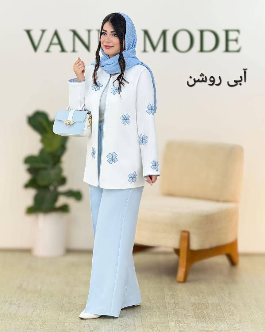 کت و شلوار ست زنانه مدل shili با کیفیت فری سایز رنگ آبی آسمانی 403127 - Image 3