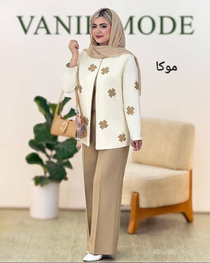 ست زنانه کت و شلوار جنس مازراتی سایز فری دارای رنگبندی 403127 - Image 12