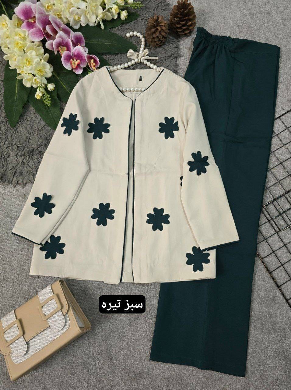 ست زنانه کت و شلوار جنس مازراتی سایز فری دارای رنگبندی 403127 - Image 14