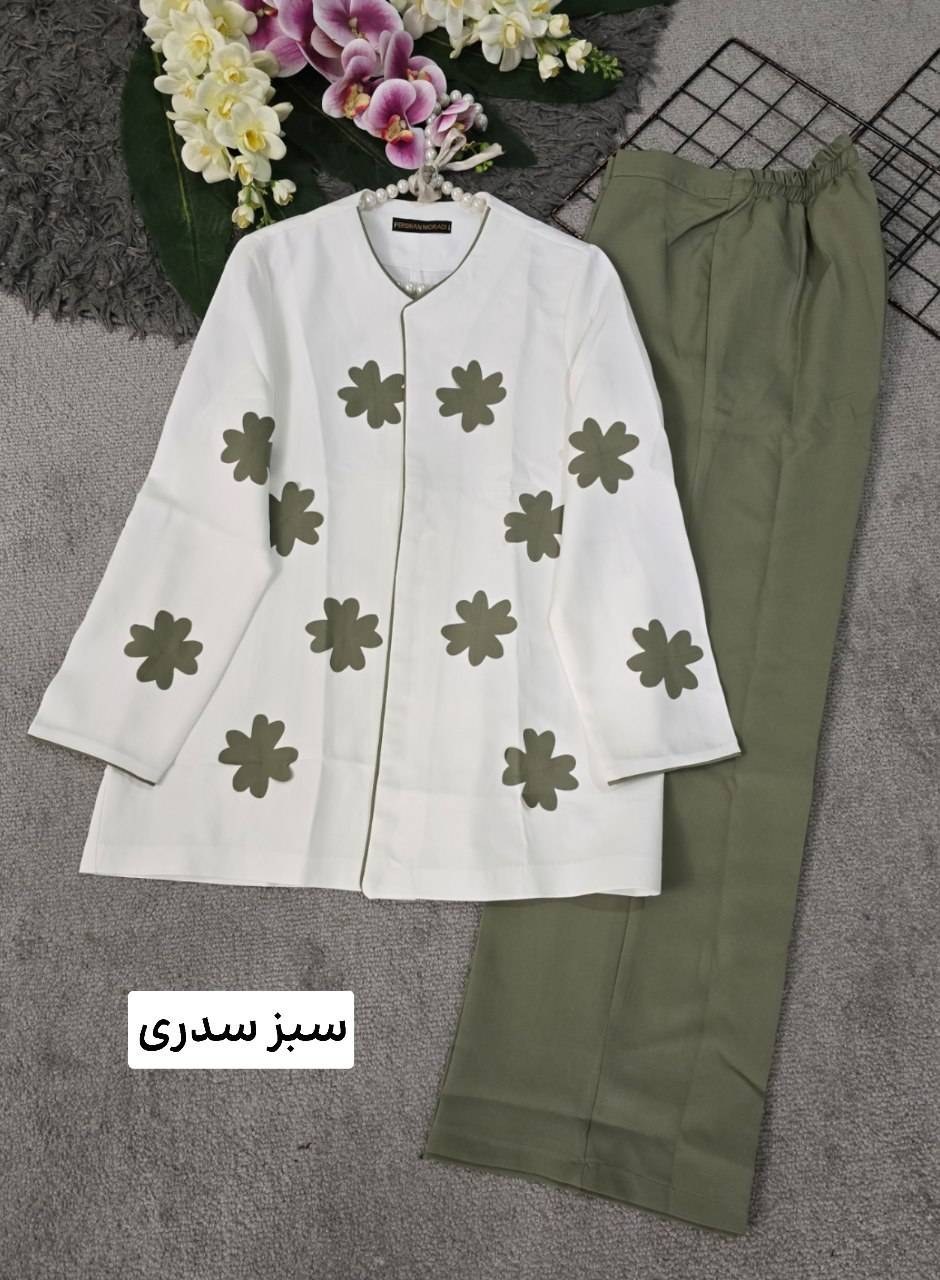 ست زنانه کت و شلوار جنس مازراتی سایز فری دارای رنگبندی 403127 - Image 15