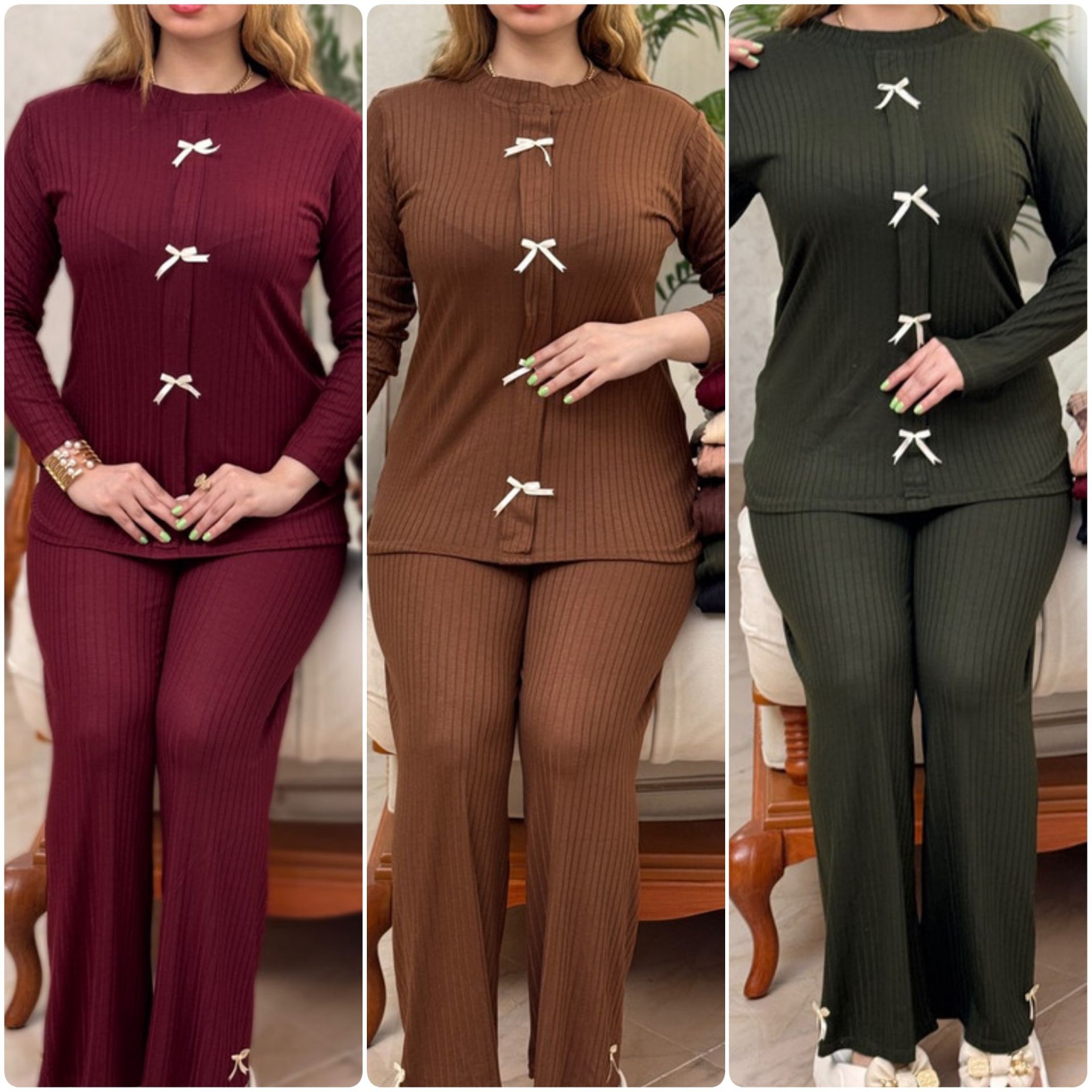 ست زنانه بلوز شلوار انتخابی سبک راحت پنبه در رنگبندی 403256