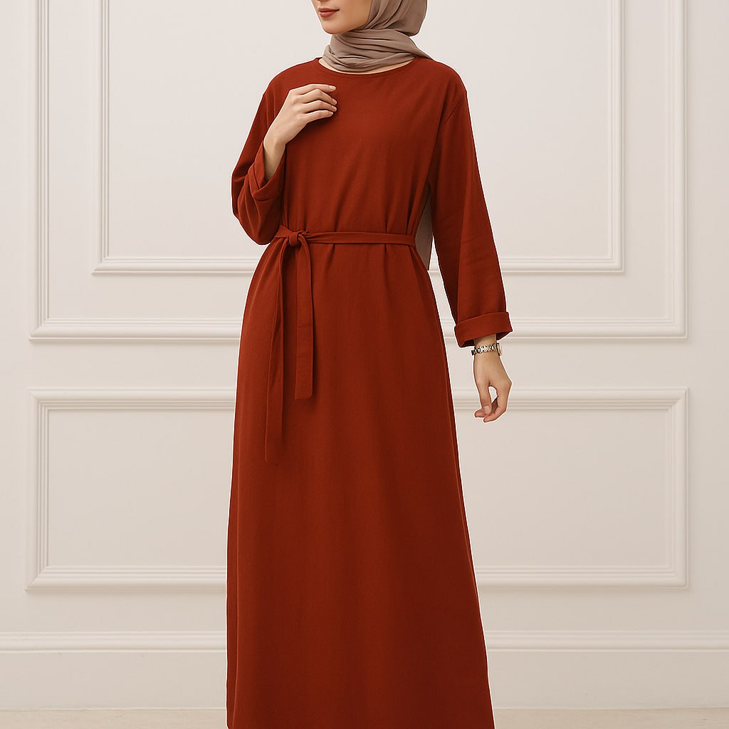 پیراهن ساحلی زنانه ابروبادی رنگ آجری مدل رویا tr99958