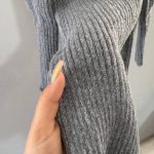 تونیک بافت زنانه یقه اسکی رنگ طوسی 40452